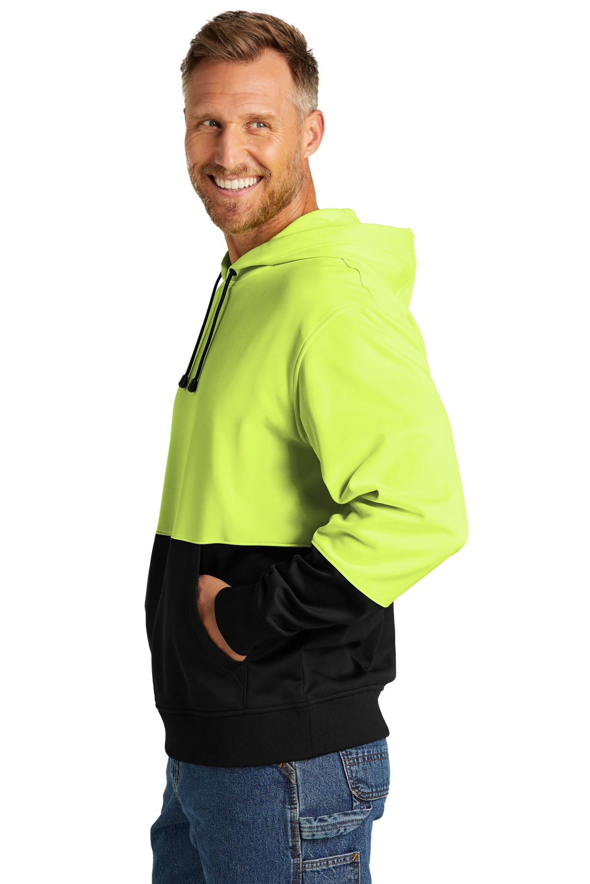 Men's CornerStone® Enhanced Visibility Fleece Pullover Hoodie - Pump Engines